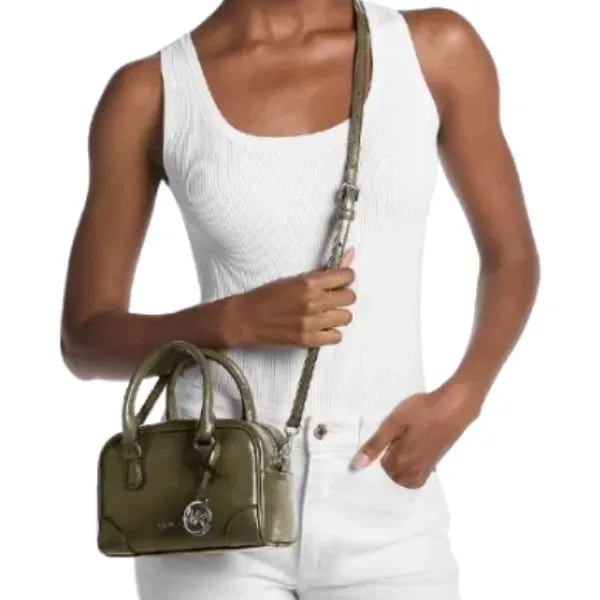 Túi Đeo Chéo Nữ Michael Kors MK Thompson Extra-Small Distressed Convertible Satchel 35F5S7OC0Y Màu Xanh Olive