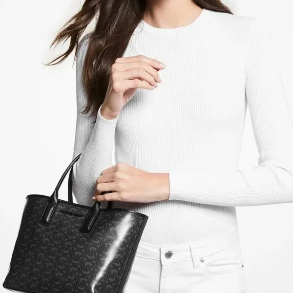 Túi Tote Nữ Michael Kors MK Jodie Small Logo Jacquard Tote Bag 35H1T2JT1C Màu Đen