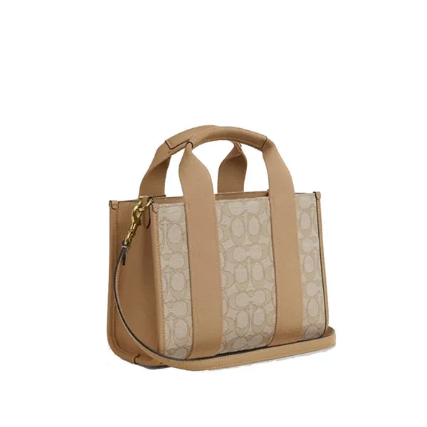 Túi Tote Nữ Coach Smith Tote Bag 24 In Signature Jacquard Màu Nâu Be