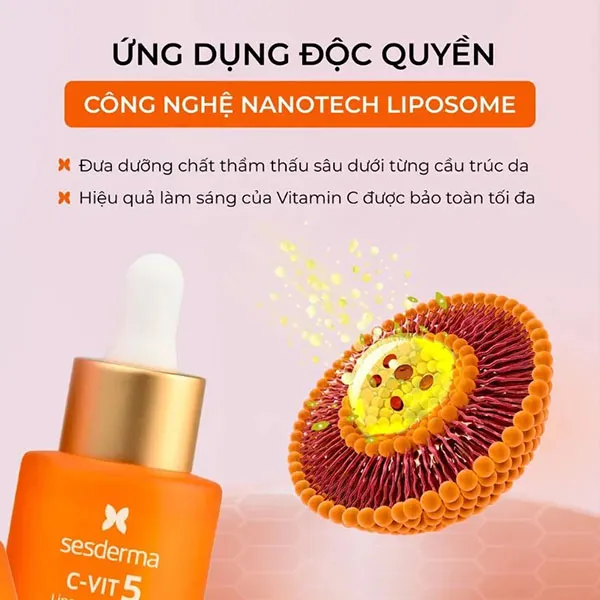 Tinh Chất Hỗ Trợ Chố.ng Oxy Hóa Và Làm Sáng Da Sesderma C-VIT 5 Liposomal Serum (30ml)