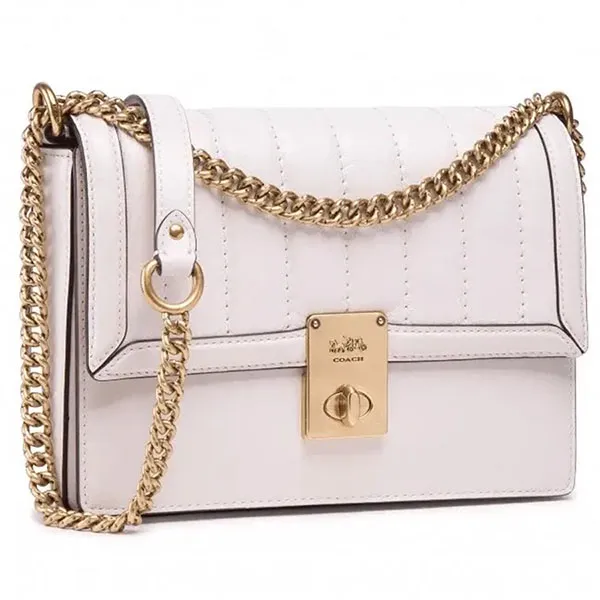 Túi Đeo Vai Nữ Coach Hutton Shoulder Bag With Quilting 89066 B4 HA Màu Trắng