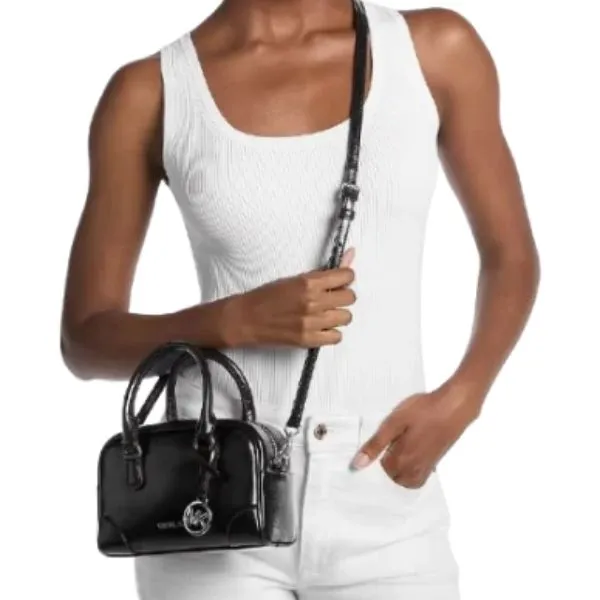 Túi Đeo Chéo Nữ Michael Kors MK Thompson Extra-Small Distressed Convertible Satchel 35F5S7OC0Y Màu Đen