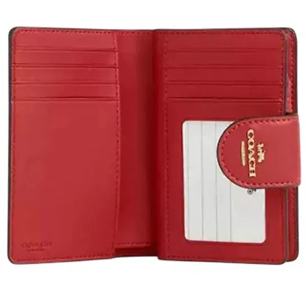 Ví Nữ Coach Medium Corner Zip Wallet In Signature Canvas CW786 Màu Đỏ