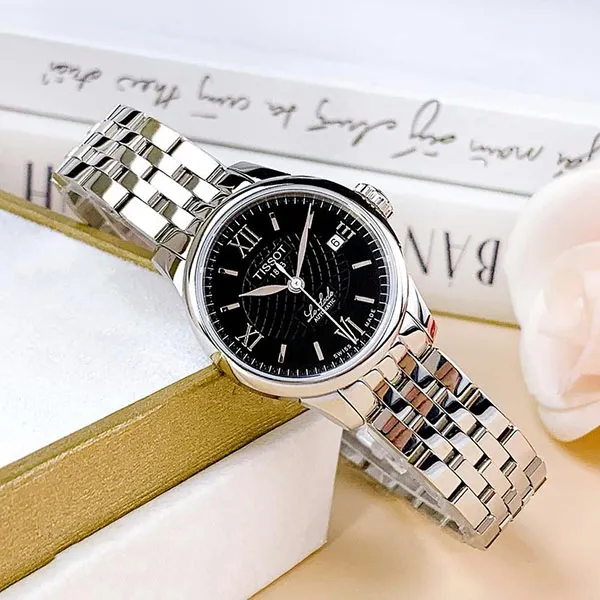 Đồng Hồ Nữ Tissot Le Locle Automatic T41.1.183.53 25mm Màu Đen Bạc