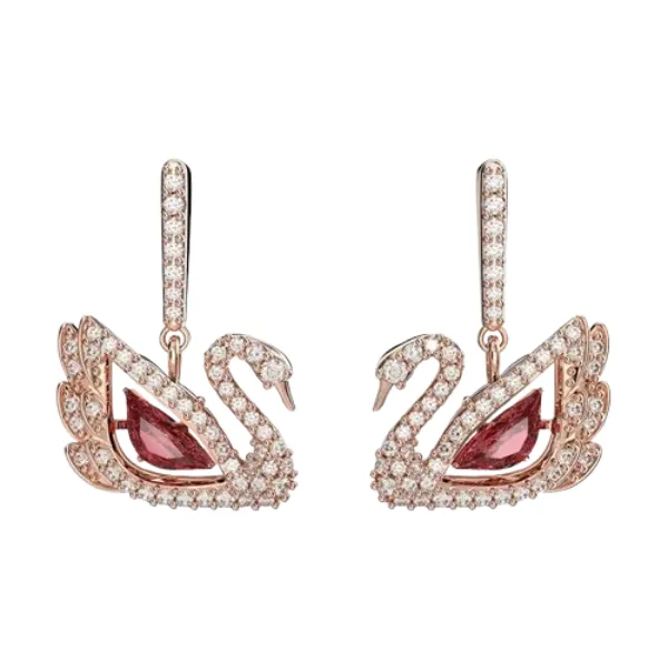 Khuyên Tai Nữ Swarovski Dancing Swan Pierced Earrings Rose Gold/Red 5614124 Màu Vàng Hồng