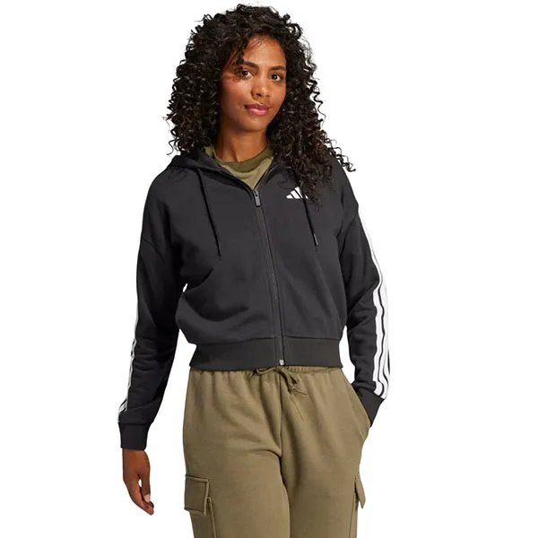 Áo Hoodie Nữ Khóa Kéo Adidas Essentials 3-Stripes French Terry Full-Zip JE0052 Màu Đen Size L