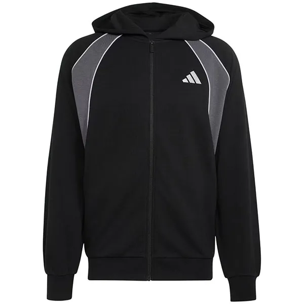 Áo Khoác Nỉ Nam Adidas Track Top With Hood And Zipper Down Made From Seasonal Essentials Color-Block Fishbone Fabric KF4224 Màu Đen Size L