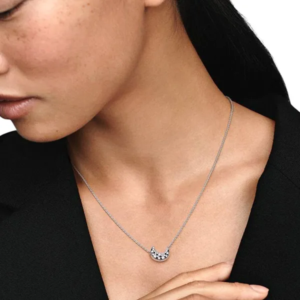 Dây Chuyền Pandora Shiny Crescent Moon Necklace with Pendant 392785C01 Màu Bạc