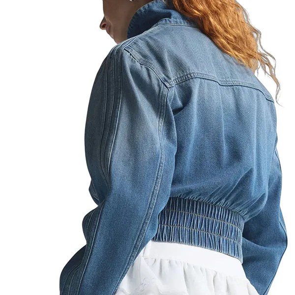 Áo Khoác Nữ Adidas Tracktop Denim KE1072 Màu Xanh Da Trời Size XS