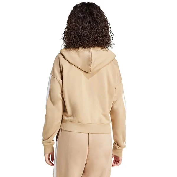 Áo Hoodie Nữ Adidas Essentials 3-Stripes French Terry Full-Zip JY3133 Màu Nâu Be Size XS