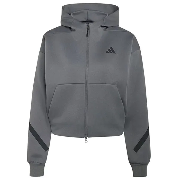 Áo Khoác Nỉ Nữ Adidas Z.N.E. Cropped Sweater With A Full-Length Zipper KF6394 Màu Xám Đậm Size 2XS