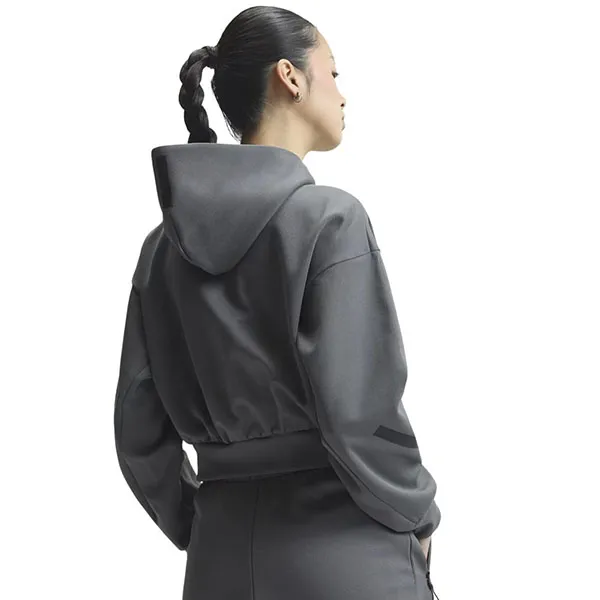 Áo Khoác Nỉ Nữ Adidas Z.N.E. Cropped Sweater With A Full-Length Zipper KF6394 Màu Xám Đậm Size 2XS
