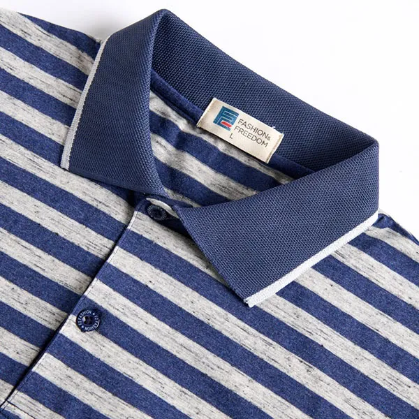 Áo Thun Nam F2 Fashion & Freedom Cotton TC371-XX-S Màu Xanh Xám Có Cổ Size S