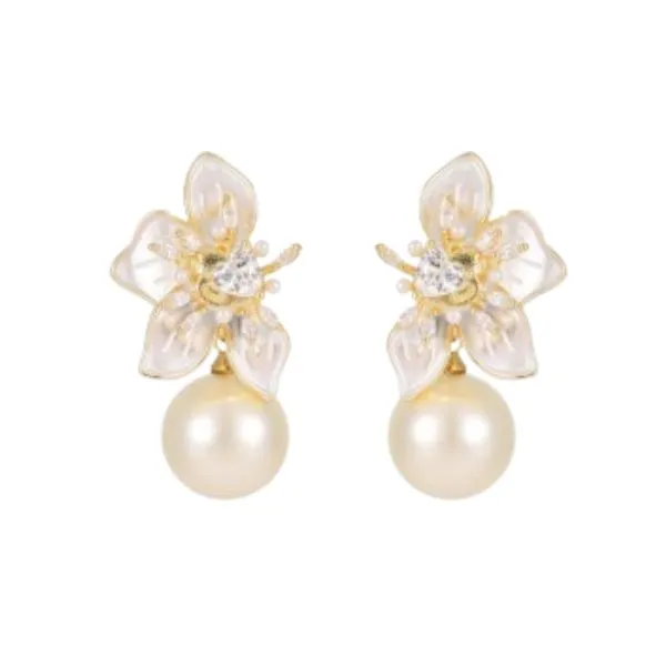 Khuyên Tai Nữ Kya Jewel White Azalea JE25 Màu Trắng Vàng
