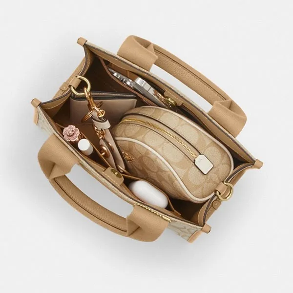 Túi Tote Nữ Coach Smith Tote Bag 24 In Signature Jacquard Màu Nâu Be