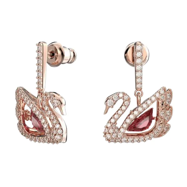 Khuyên Tai Nữ Swarovski Dancing Swan Pierced Earrings Rose Gold/Red 5614124 Màu Vàng Hồng