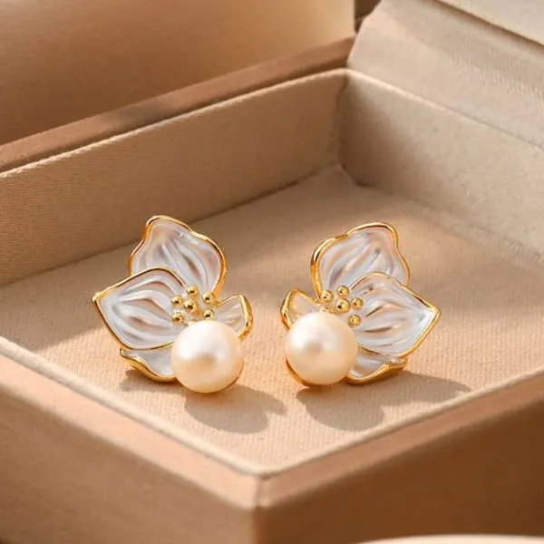 Khuyên Tai Nữ Kya Jewel Golden Stamen JE27 Màu Trắng Vàng
