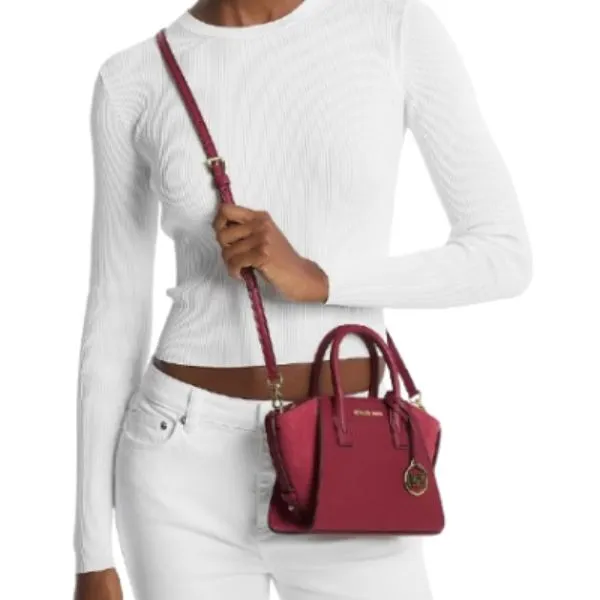 Túi Đeo Chéo Nữ Michael Kors MK Avril Extra-Small Leather and Suede Satchel 35F4G4VC0L Màu Đỏ