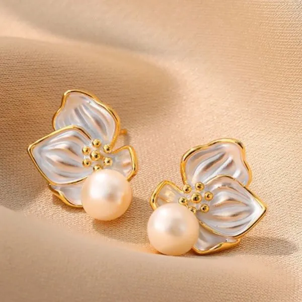 Khuyên Tai Nữ Kya Jewel Golden Stamen JE27 Màu Trắng Vàng