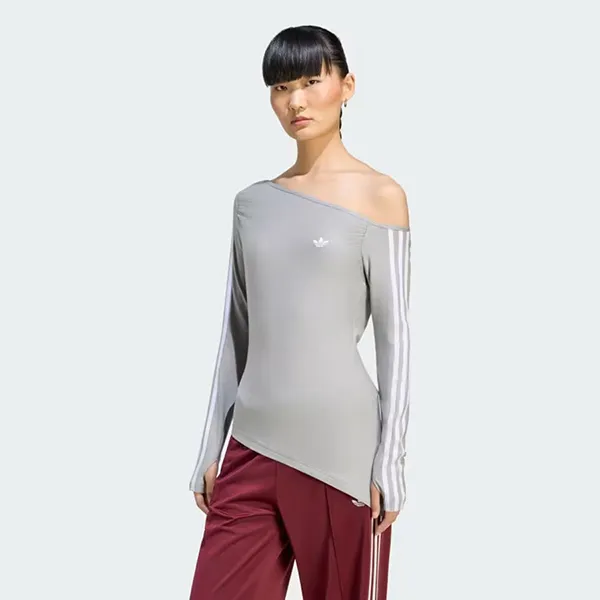 Áo Dài Tay Lệch Vai Nữ Adidas One Shoulder Asymmetric Long-Sleeve Top LE8311 Màu Xám Size S