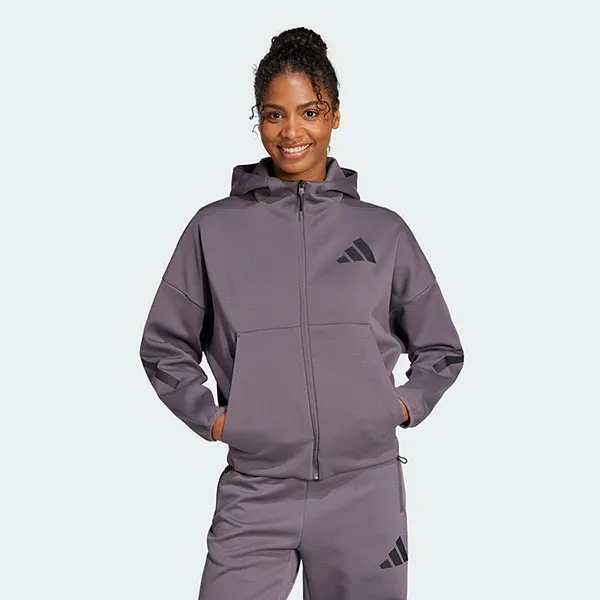 Áo Hoodie Nữ Adidas ZNE One-Way Zip-Up Grey Strata JD5985 Màu Tím Xám Size XS