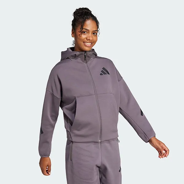 Áo Hoodie Nữ Adidas ZNE One-Way Zip-Up Grey Strata JD5985 Màu Tím Xám Size XS