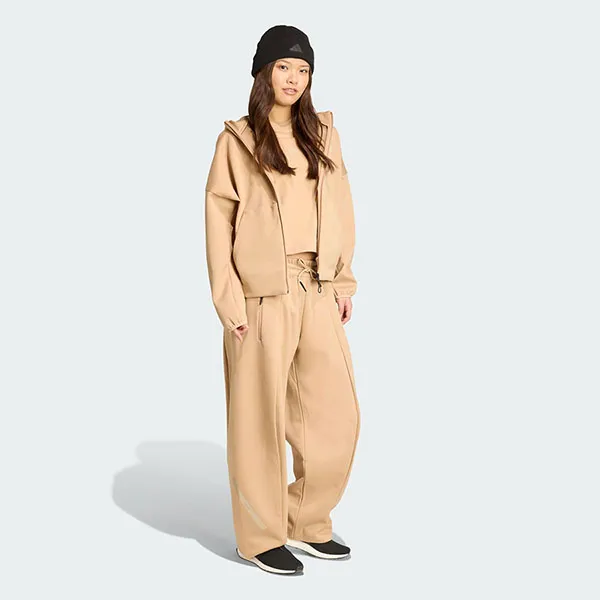 Áo Hoodie Nữ Adidas ZNE One-Way Zip-Up Warm Sandstone JY5970 Màu Nâu Be Size XS