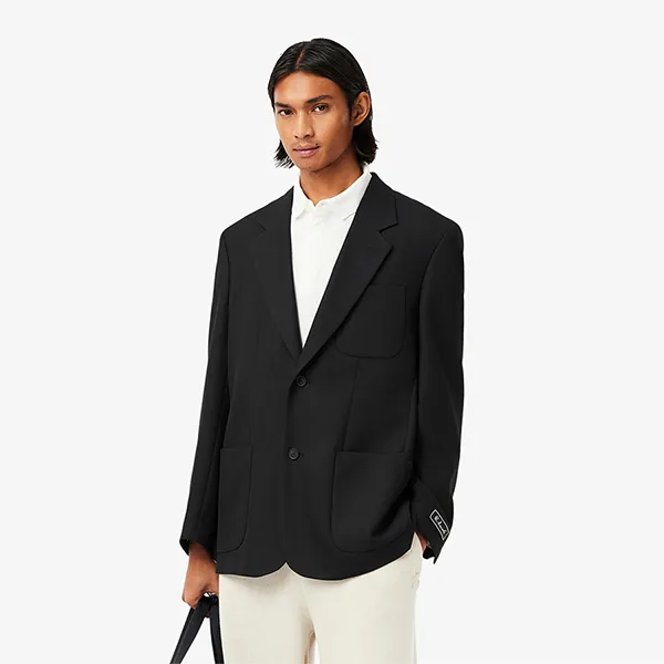 Áo Khoác Blazer Nam Lacoste Men's Relaxed Fit Blazer VH7175 031 Màu Đen Size 48