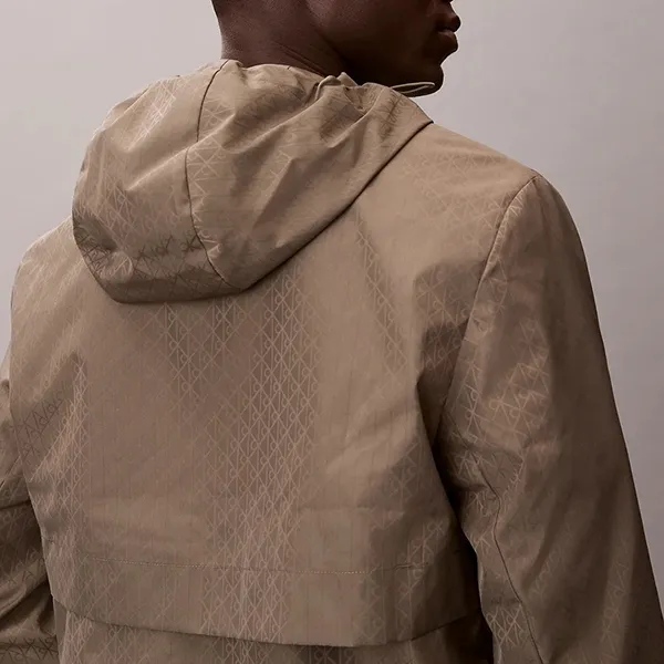 Áo Khoác Gió Nam Calvin Klein CK LS Aop Nylon Flange Windbreake RF522 - 030 Màu Nâu Size XS
