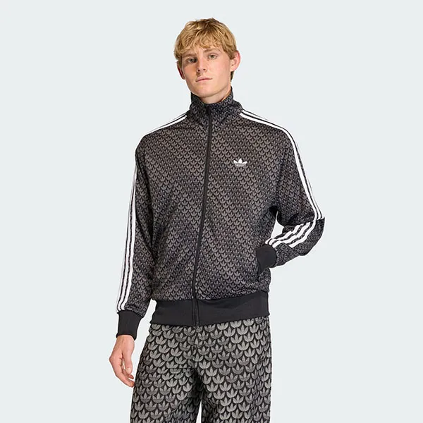 Áo Khoác Nam Adidas Monogram Oversized Track Top Firebird KC9158 Màu Đen Xám Size XS