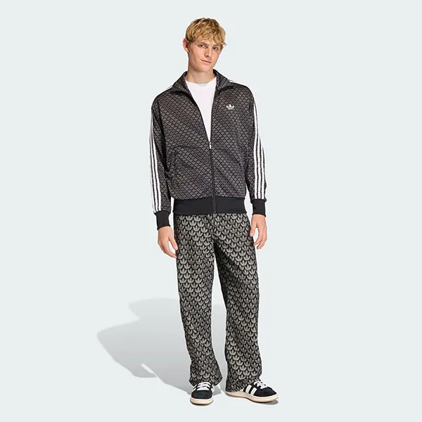 Áo Khoác Nam Adidas Monogram Oversized Track Top Firebird KC9158 Màu Đen Xám Size XS