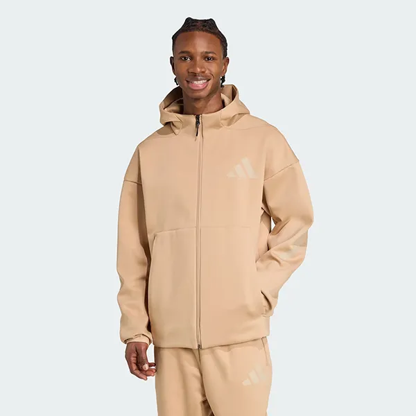 Áo Khoác Nam Adidas Z.N.E. Full-Zip Hooded Track Jacket KC7904 Màu Be Đậm Size S