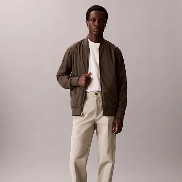 Áo Khoác Nam Calvin Klein CK Tipped Matte Bomber Jacket LF511 - 021 Màu Nâu Size XS