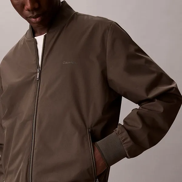 Áo Khoác Nam Calvin Klein CK Tipped Matte Bomber Jacket LF511 - 021 Màu Nâu Size XS