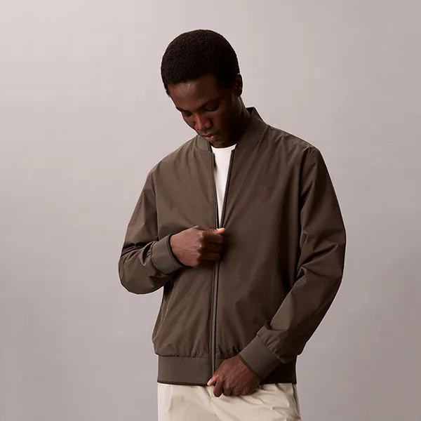 Áo Khoác Nam Calvin Klein CK Tipped Matte Bomber Jacket LF511 - 021 Màu Nâu Size XS