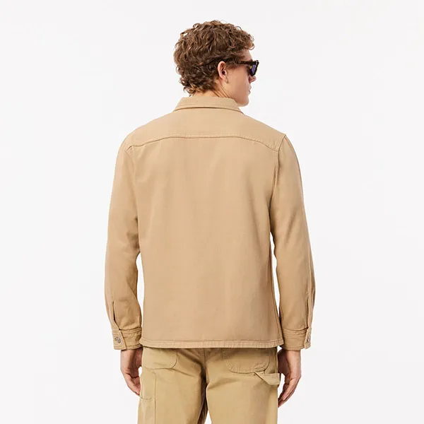 Áo Khoác Nam Lacoste Men's Oversized Denim Overshirt CH7227-I8V Beige Màu Be Size 38