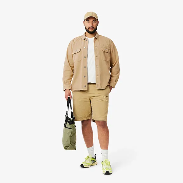 Áo Khoác Nam Lacoste Men's Oversized Denim Overshirt CH7227-I8V Beige Màu Be Size 38
