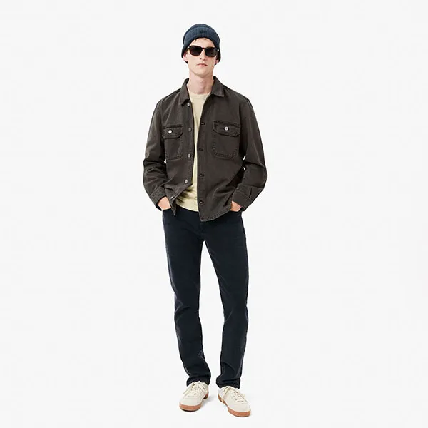 Áo Khoác Nam Lacoste Men's Oversized Denim Overshirt CH7227-I8W Màu Đen Xám Size 38