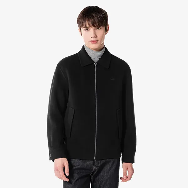 Áo Khoác Nam Lacoste Wool Trucker Jacket BH602E 031 Màu Đen Size 50
