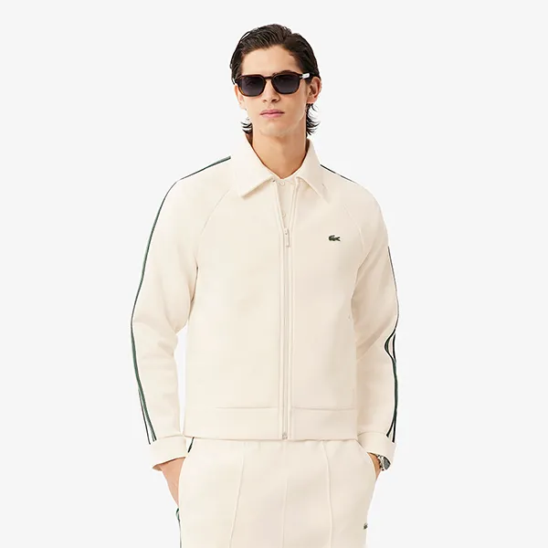 Áo Khoác Nỉ Lacoste Men's Made In France Zip-Up Sweatshirt SH5927 XFJ Màu Kem Size 4