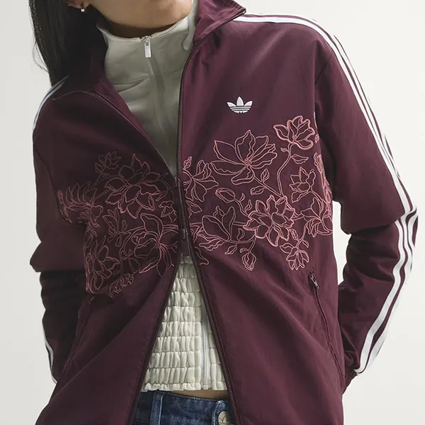 Áo Khoác Nữ Adidas Floral GFX Firebird Loose Track Jacket KX1875 Màu Đỏ Mận Size XS