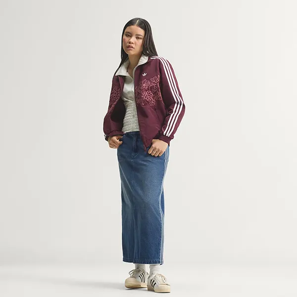Áo Khoác Nữ Adidas Floral GFX Firebird Loose Track Jacket KX1875 Màu Đỏ Mận Size XS