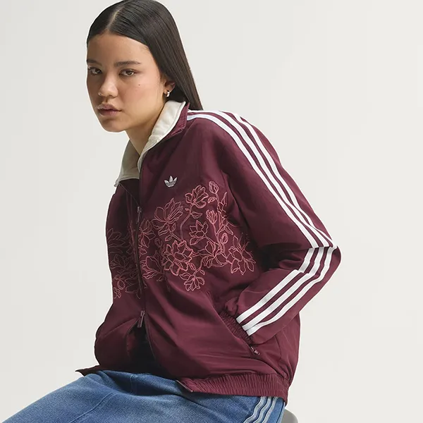 Áo Khoác Nữ Adidas Floral GFX Firebird Loose Track Jacket KX1875 Màu Đỏ Mận Size XS