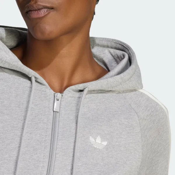 Áo Khoác Nữ Adidas Graphic Short Front Zip Track Top LE8319 Màu Xám Nhạt Size XS