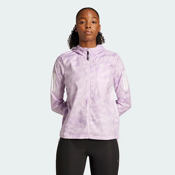 Áo Khoác Nữ Adidas Own The Run Patterned Overlay Jacket JL8702 Màu Tím Size XS