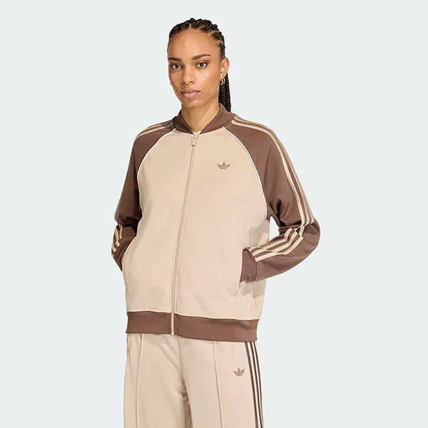 Áo Khoác Nữ Adidas SST Loose Fit Tracktop KD8825 Màu Nâu Be Size XS