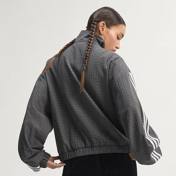 Áo Khoác Nữ Adidas Striped Track Top LD5339 Màu Xám Size XS