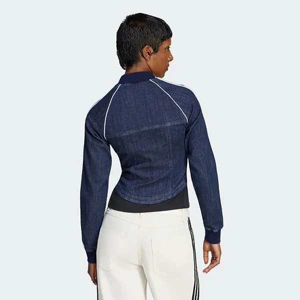 Áo Khoác Nữ Adidas Track Top Denim Corset Superstar LE8299 Màu Xanh Jean Size XL