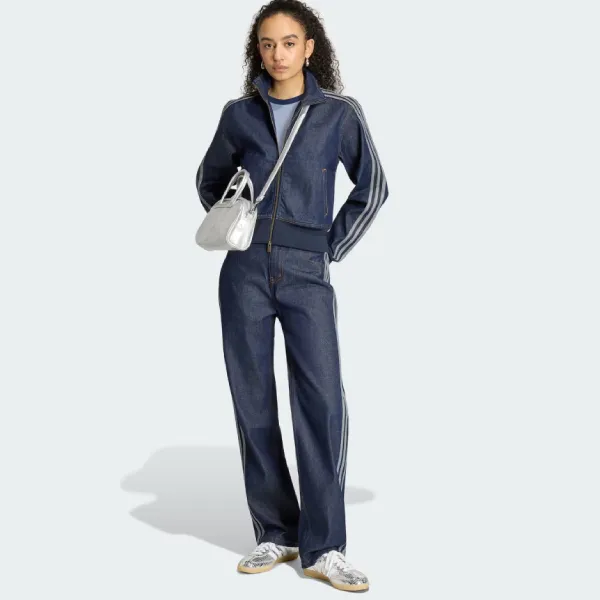 Áo Khoác Nữ Adidas Tracktop Denim Firebird KQ6491 Màu Xanh Denim Size XS