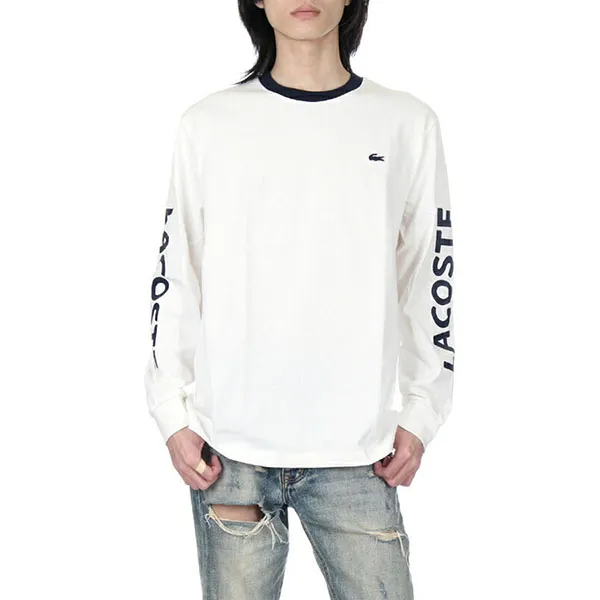 Áo Nỉ Nam Lacoste Loose Sleeve Print Long TH6375-70V Màu Trắng Size 2
